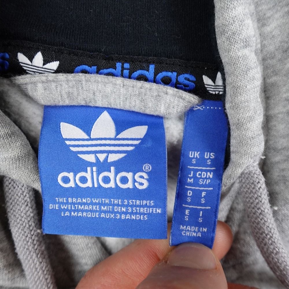 Adidas Men's Gray Zip-Up Hoodie with Multicolor Trefoil Logo - Picture 4 of 13